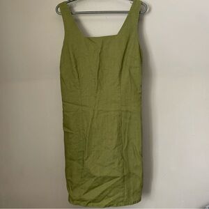 La Redoute Olive Green Linen Sleeveless Dress Size 12
